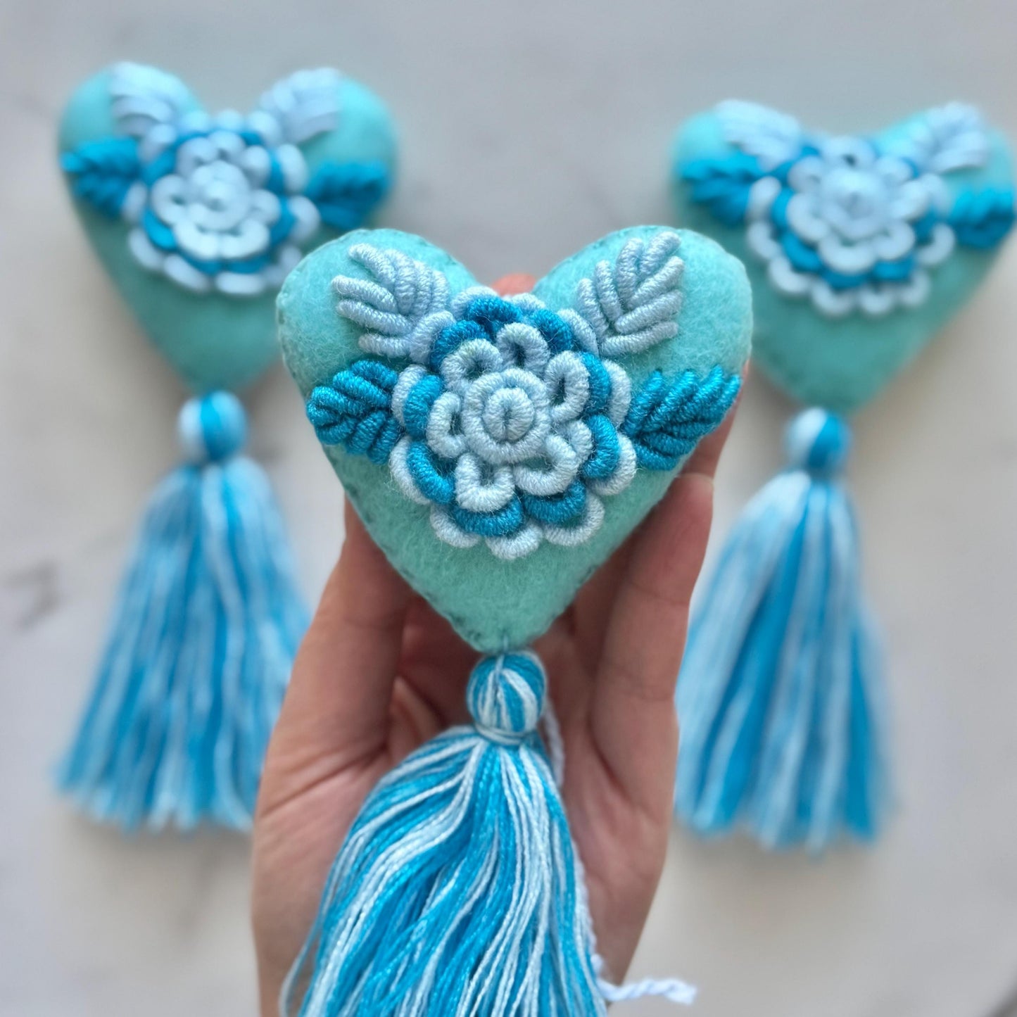 Embroidered Heart Tassel