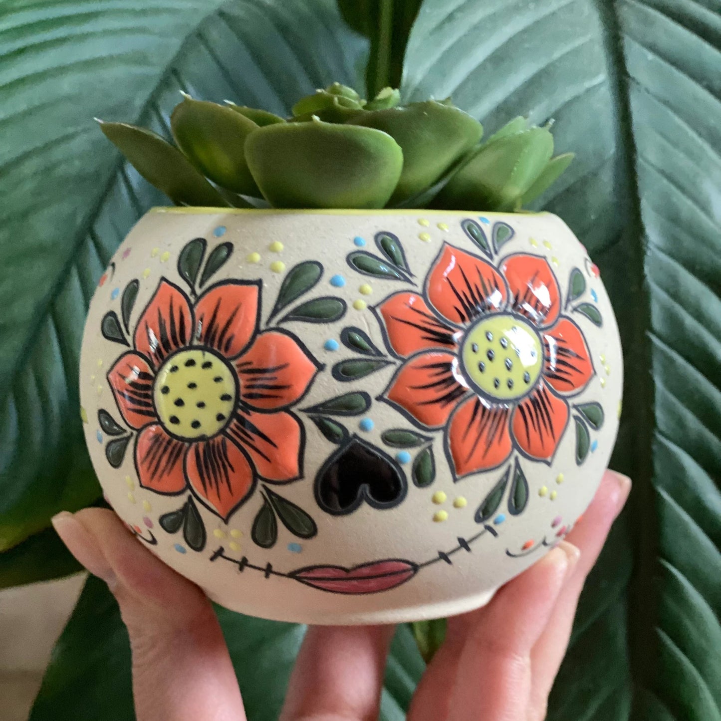 Cempasúchil Sugar Skull Planter Pot