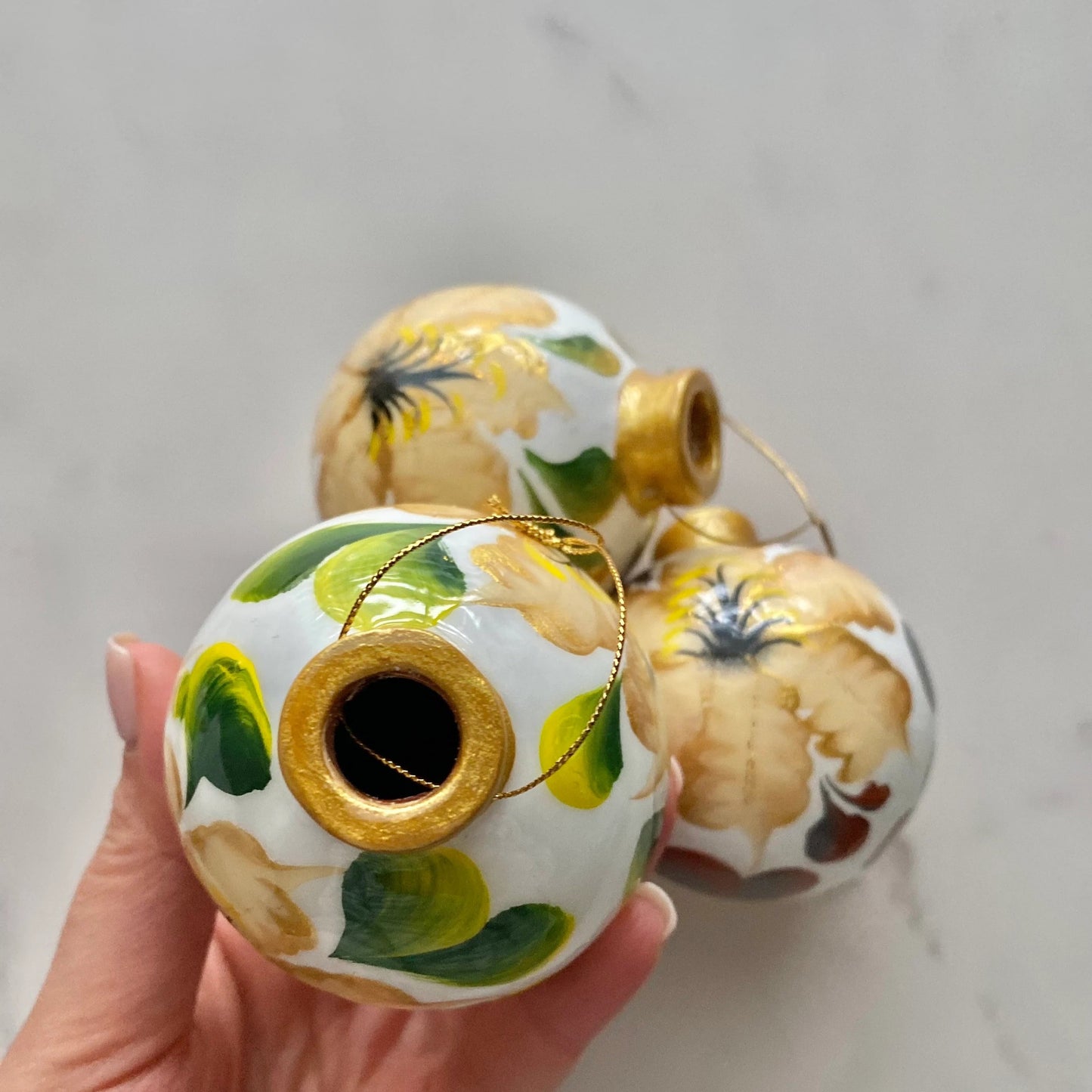 Handmade Floral Clay Christmas Ornaments