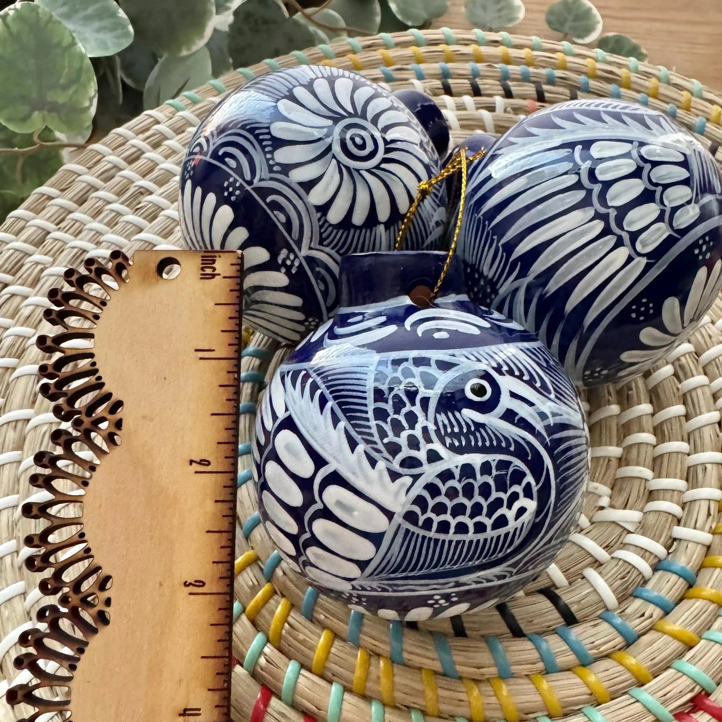 Blue & White Tenango Mexican Ornaments