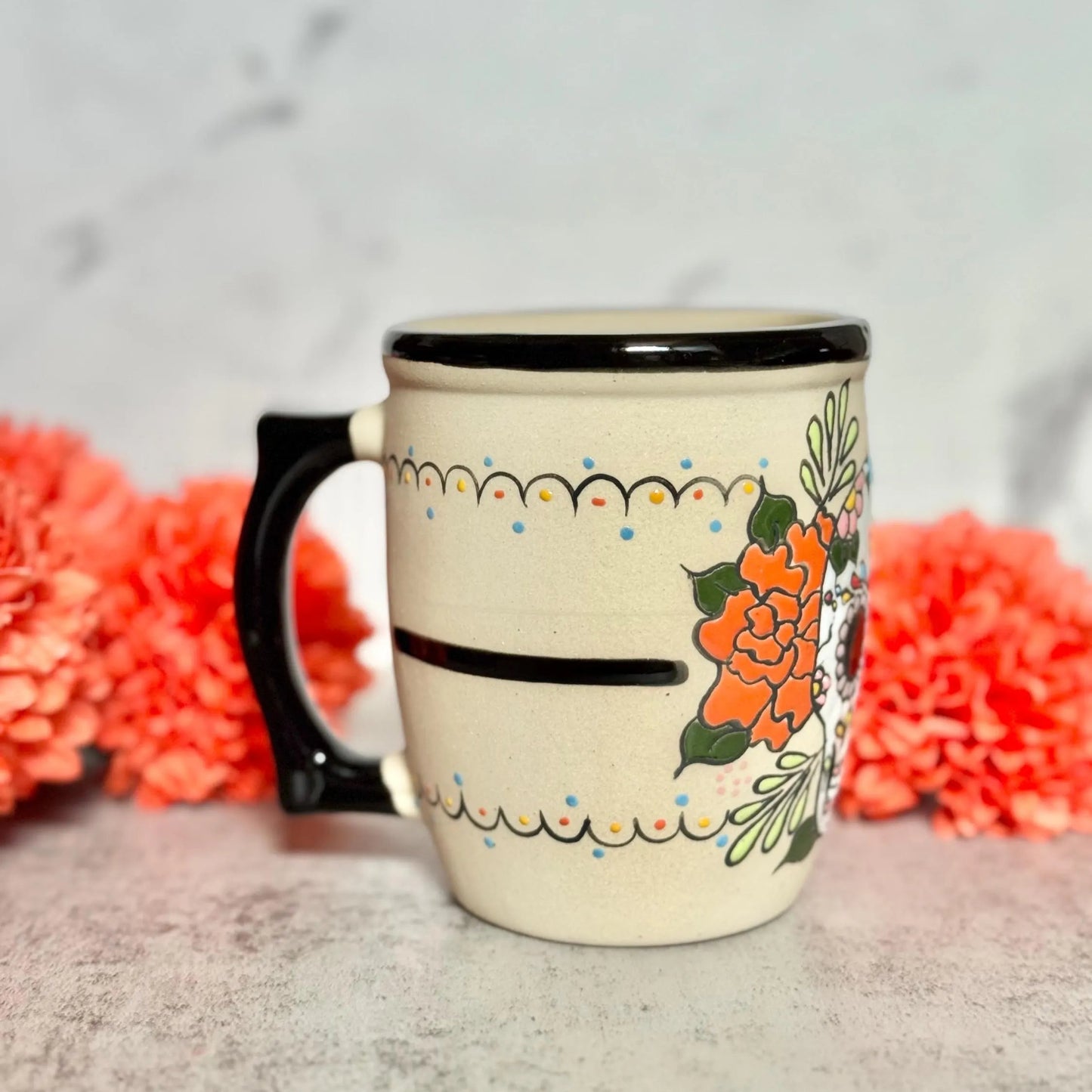 Hand-Painted Ceramic Sugar Skull Mug and Planter Pot Bundle