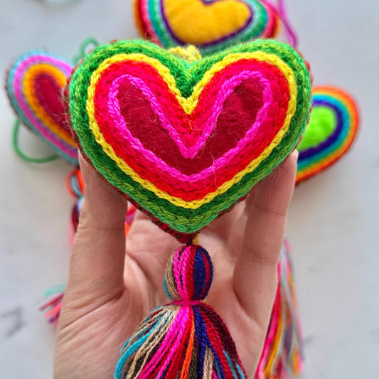 SURPRISE Colorful Embroidered Heart Tassel