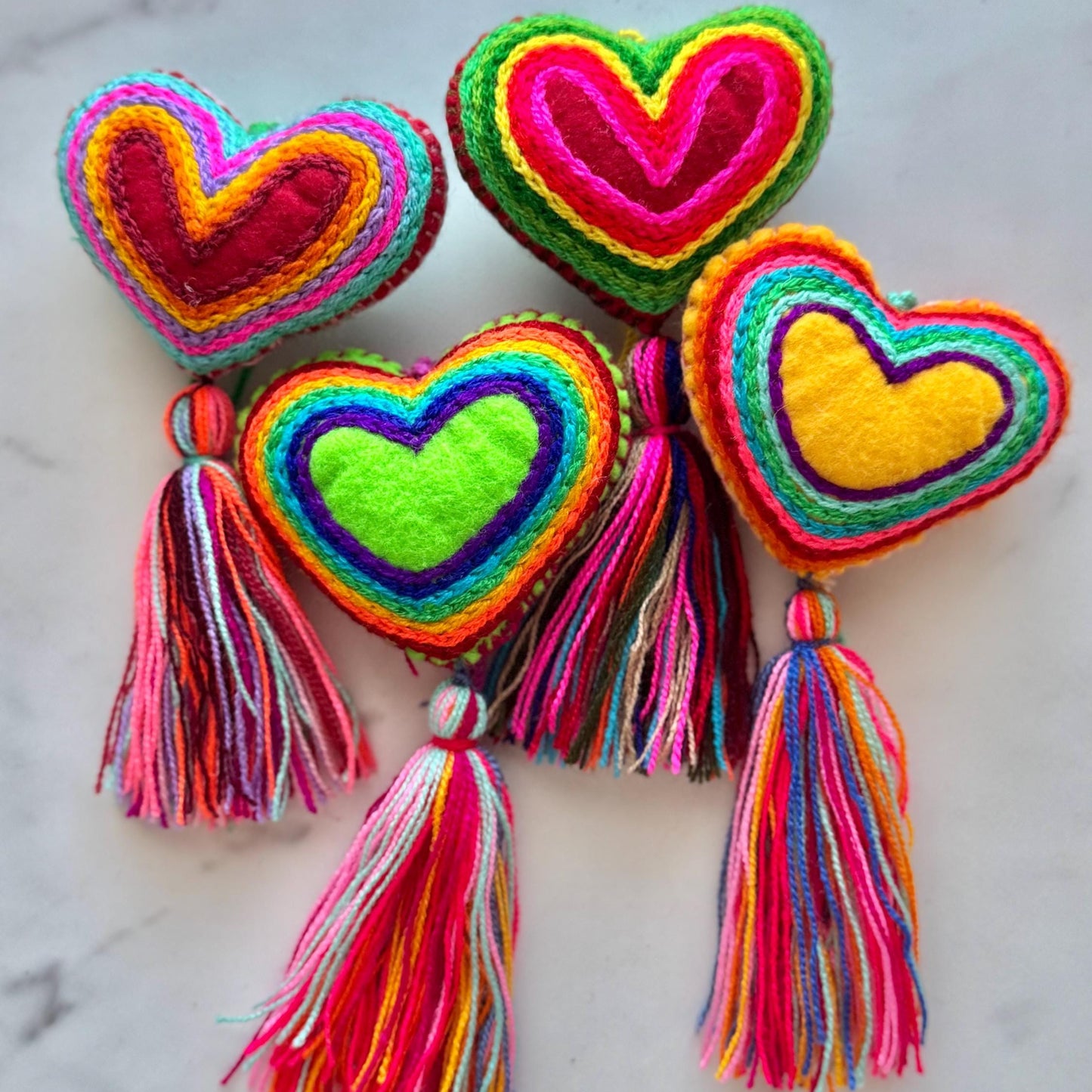 SURPRISE Colorful Embroidered Heart Tassel