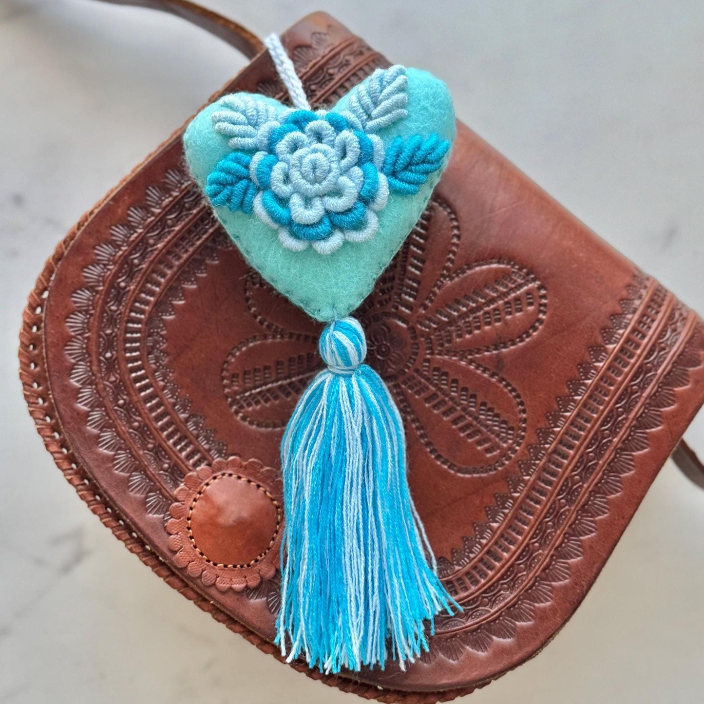 Embroidered Heart Tassel