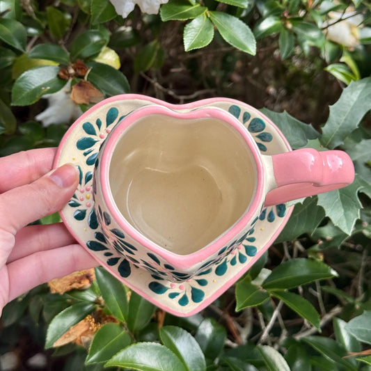 Talavera Heart Mug and Plate Set