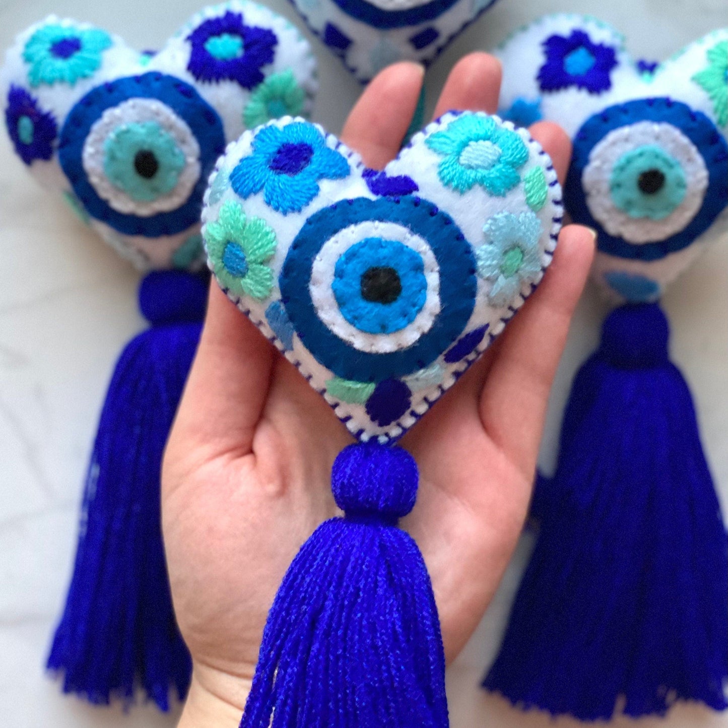 Evil Eye Heart Tassel