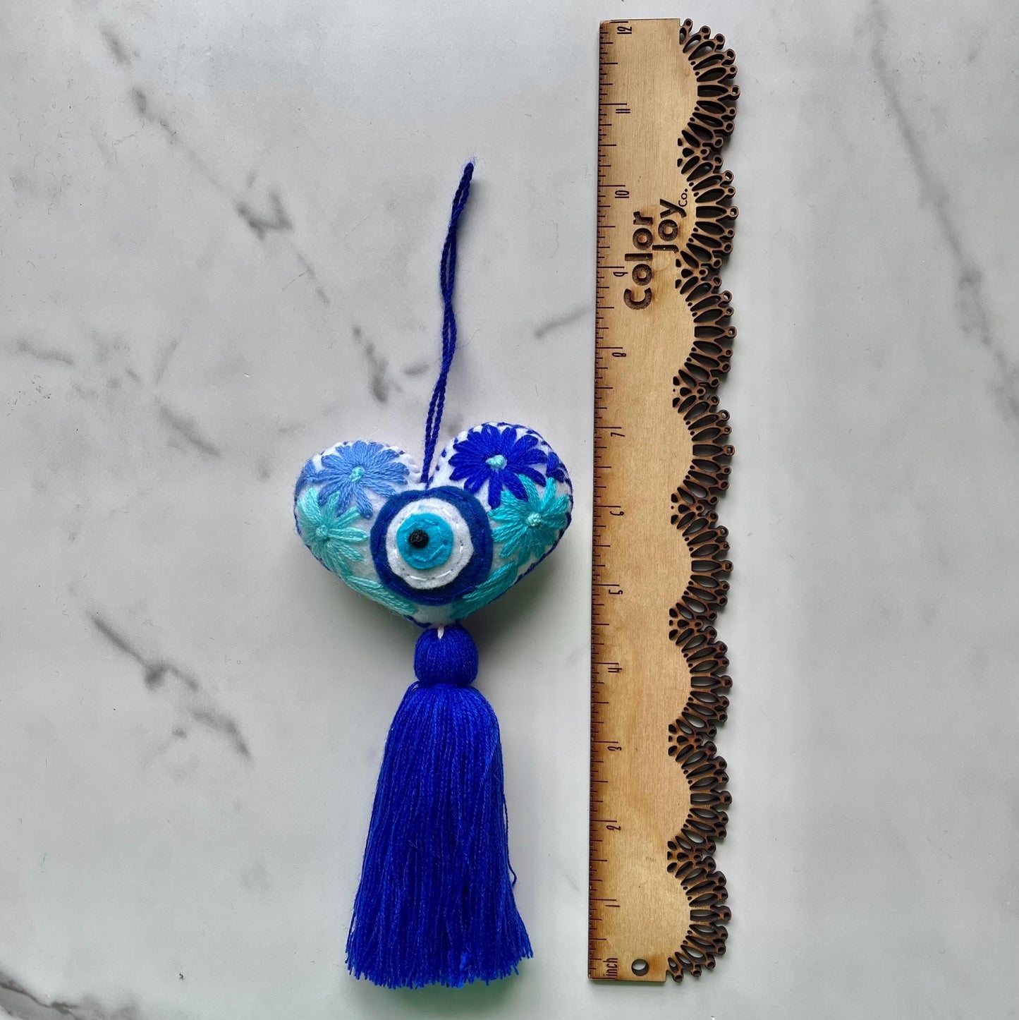 Evil Eye Heart Tassel