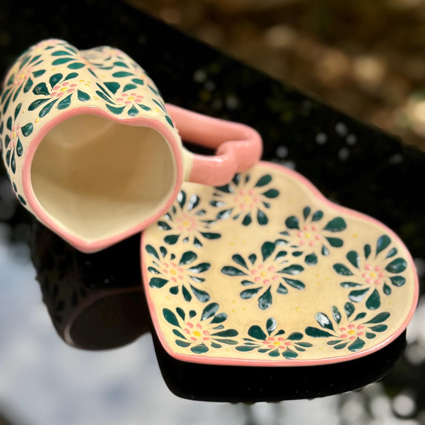 Talavera Heart Mug and Plate Set