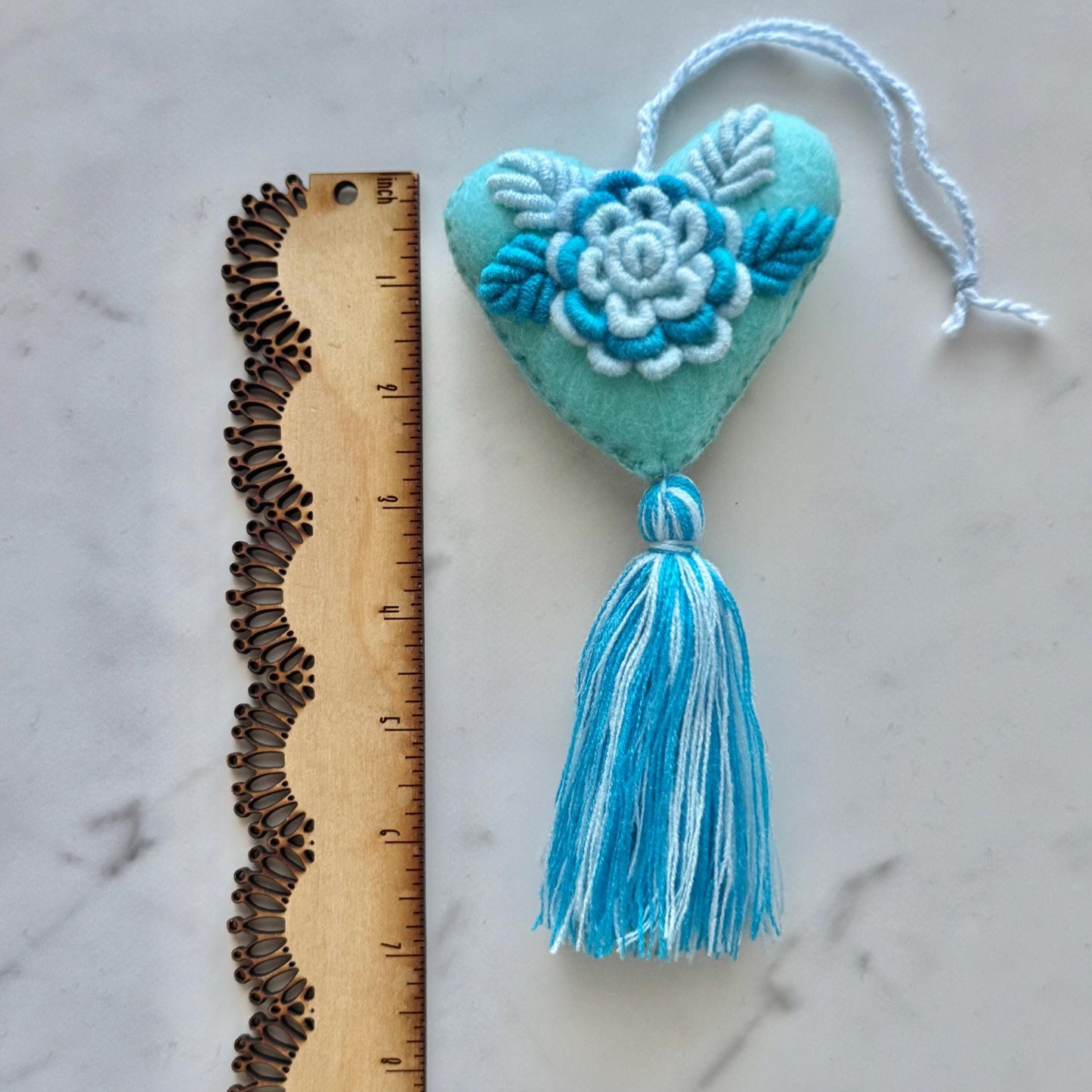 Embroidered Heart Tassel