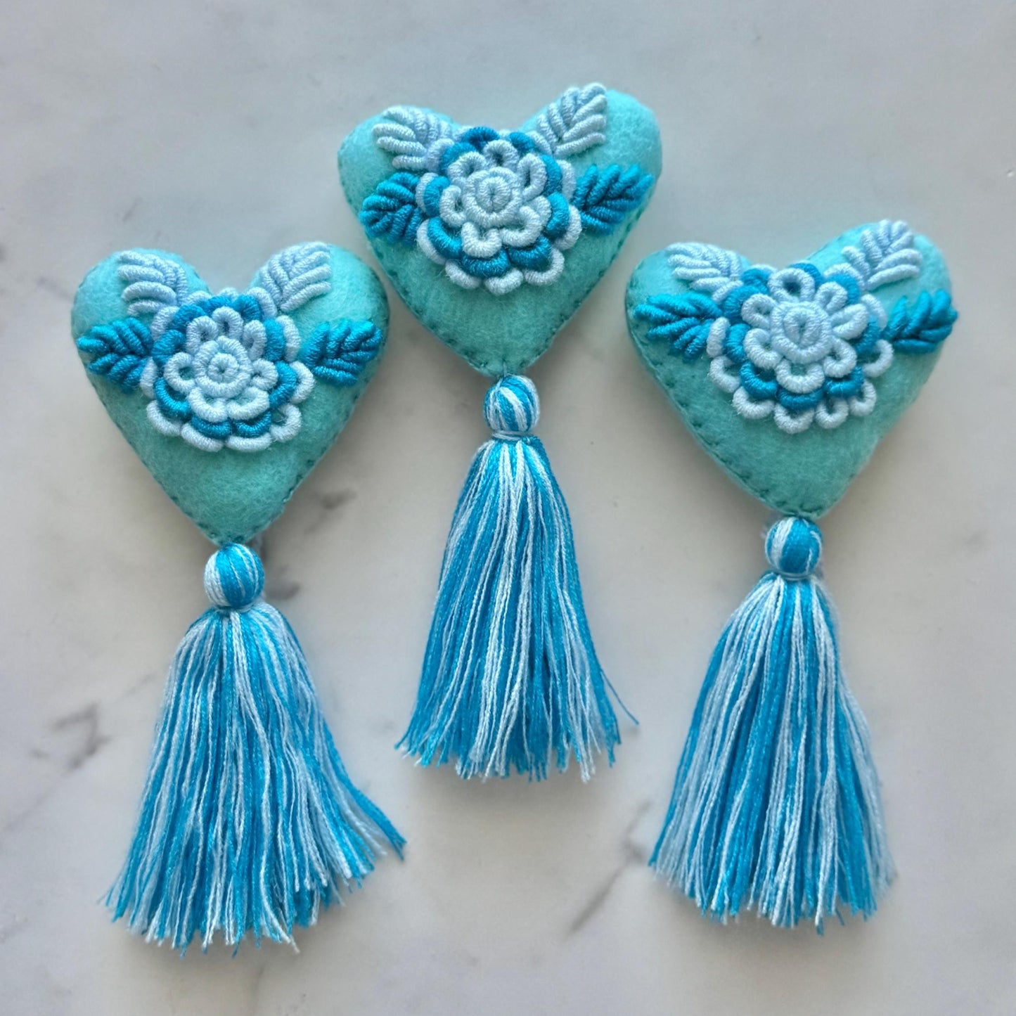 Embroidered Heart Tassel
