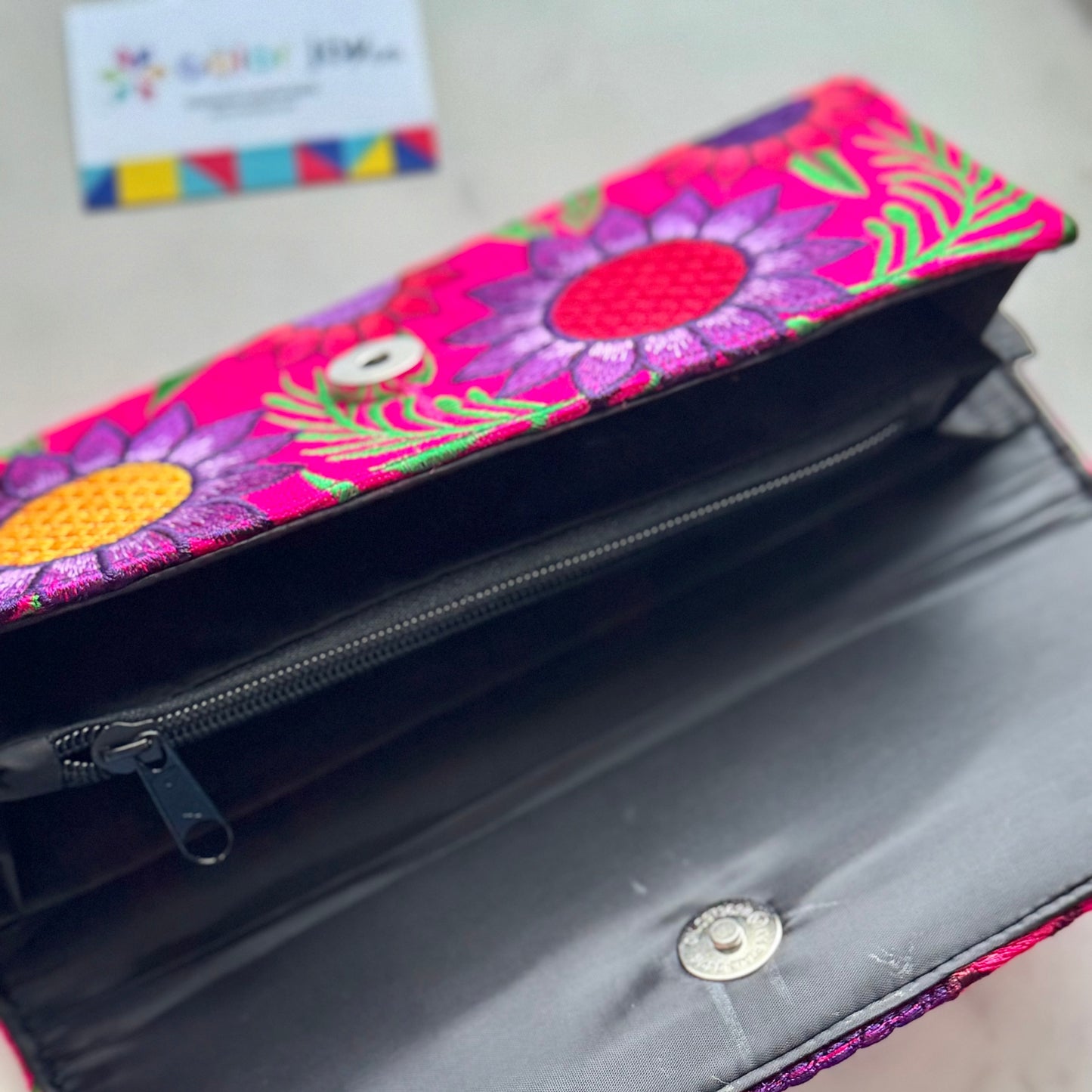 Handmade Embroidered Floral Wallet: Chiapas Mexican Clutch