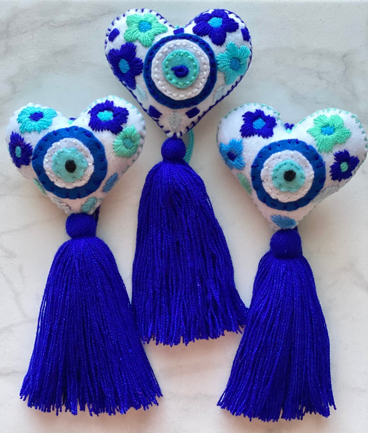 Evil Eye Heart Tassel