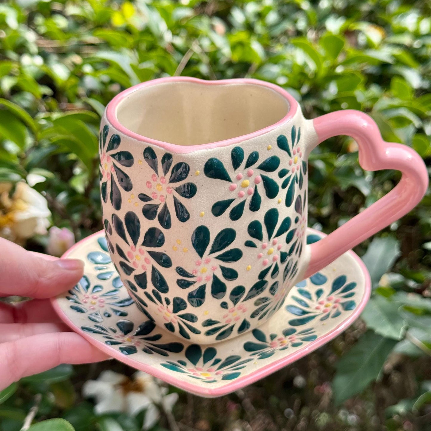 Talavera Heart Mug and Plate Set