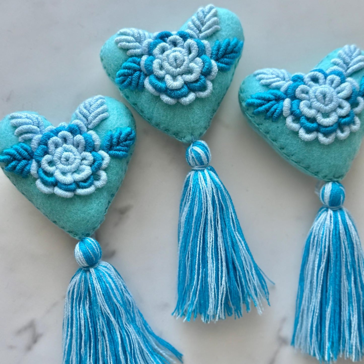 Embroidered Heart Tassel
