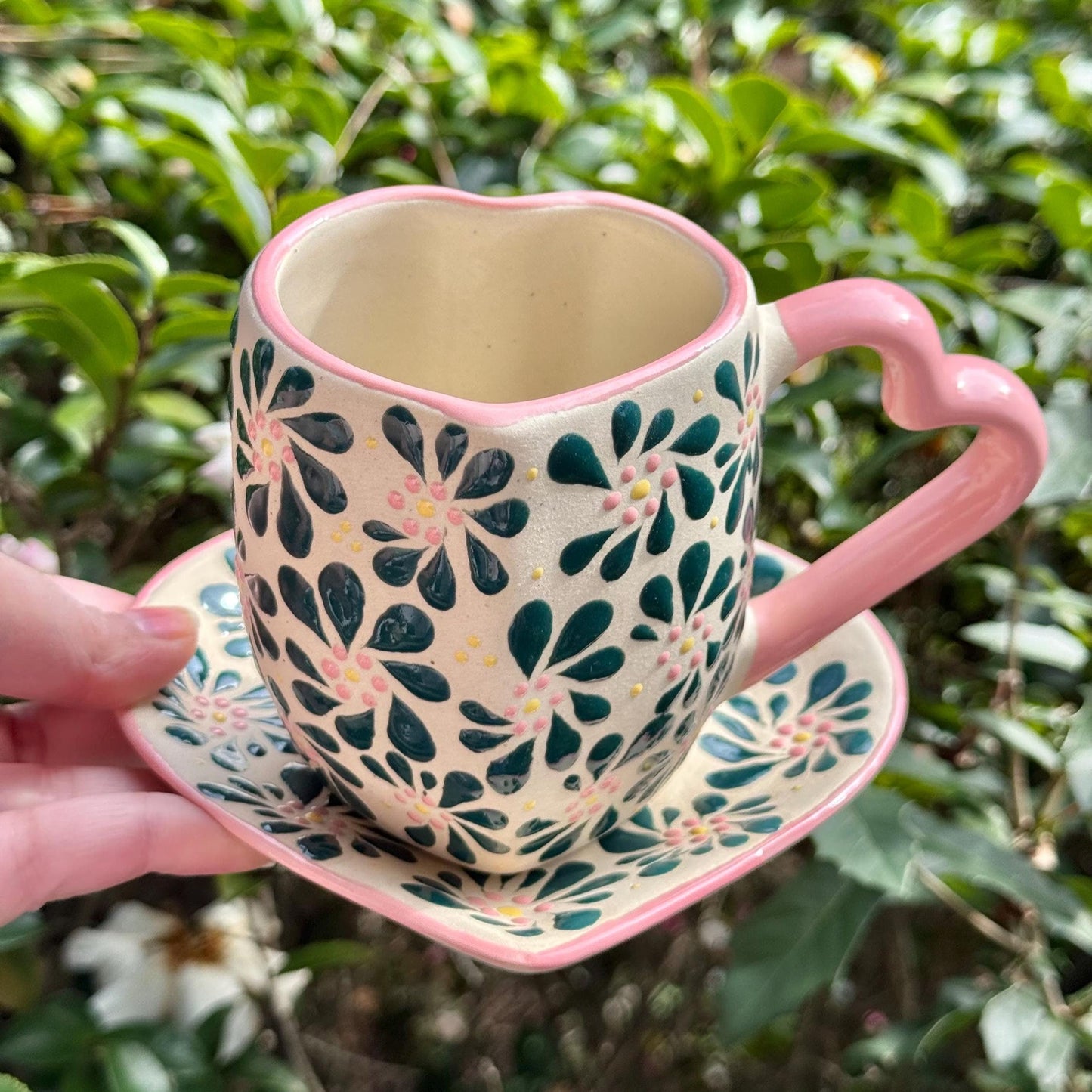 Talavera Heart Mug and Plate Set