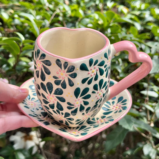 Talavera Heart Mug and Plate Set
