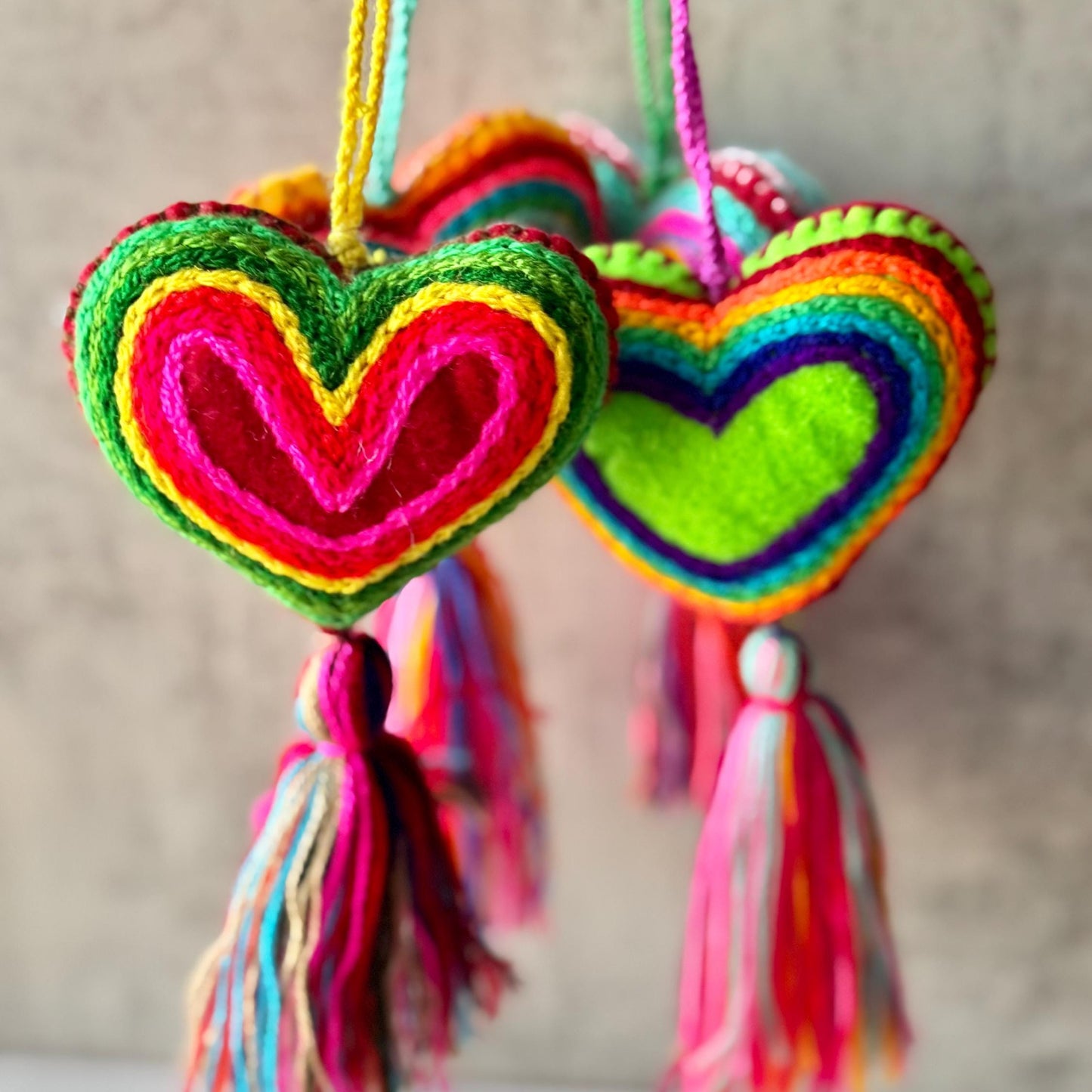 SURPRISE Colorful Embroidered Heart Tassel