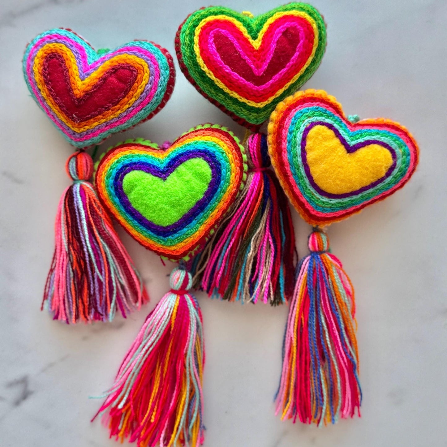 SURPRISE Colorful Embroidered Heart Tassel