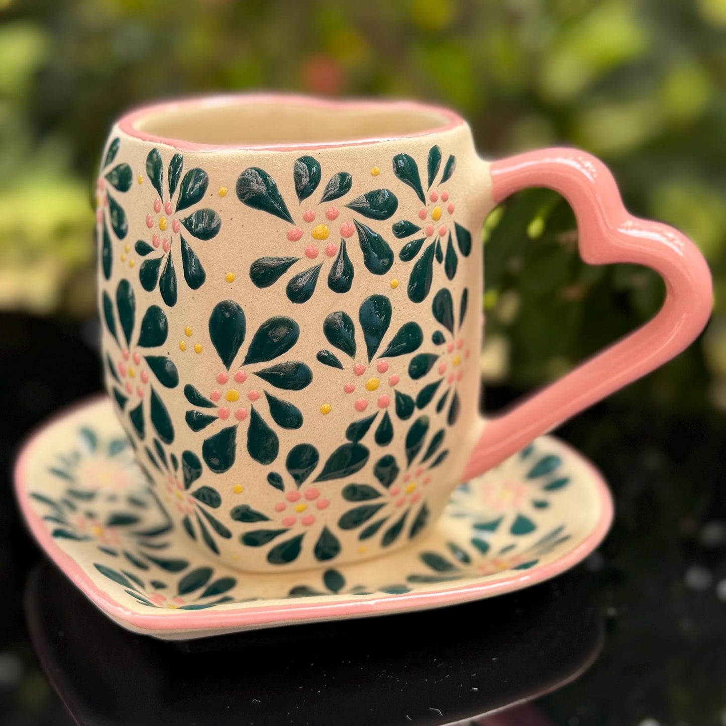 Talavera Heart Mug and Plate Set