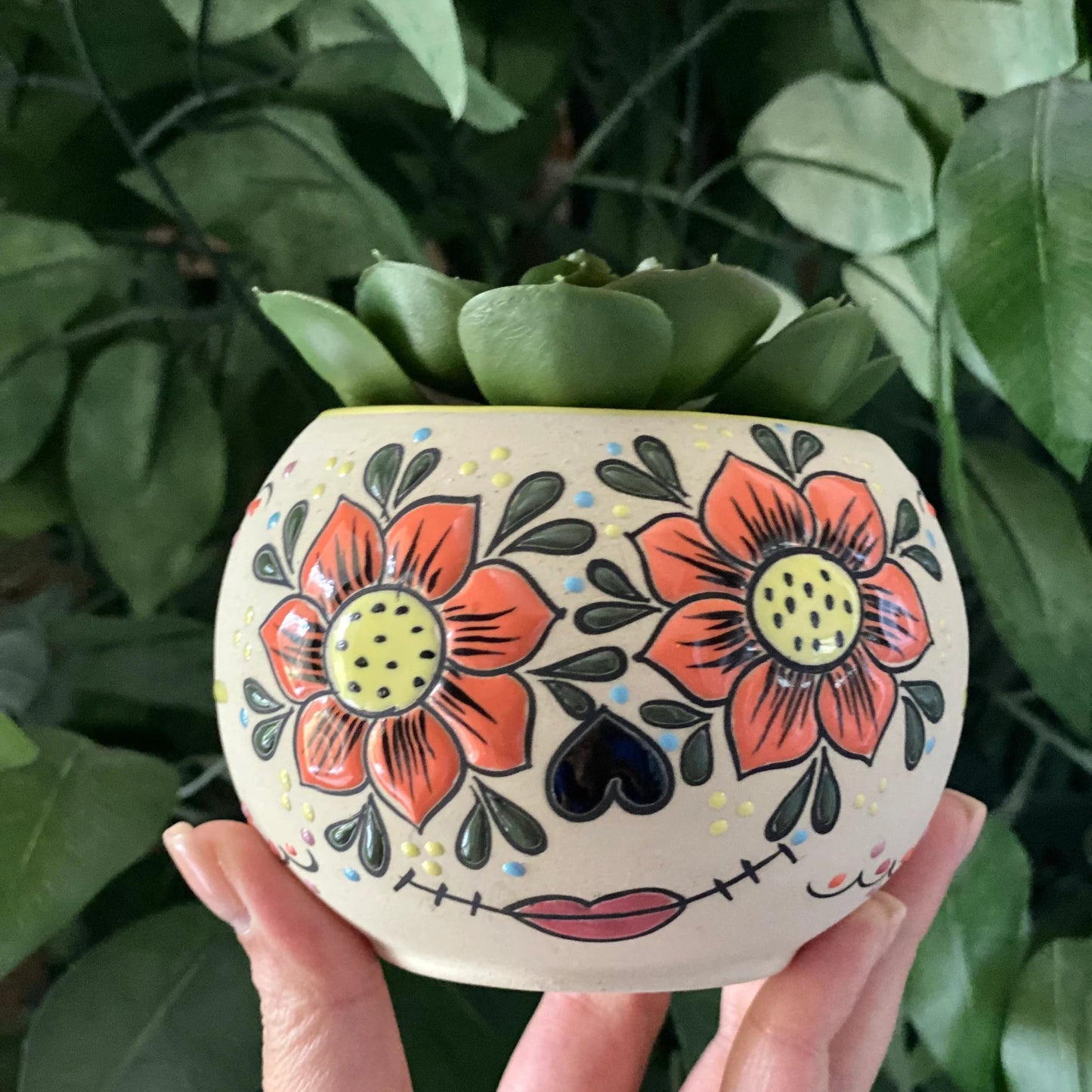 Cempasúchil Sugar Skull Planter Pot