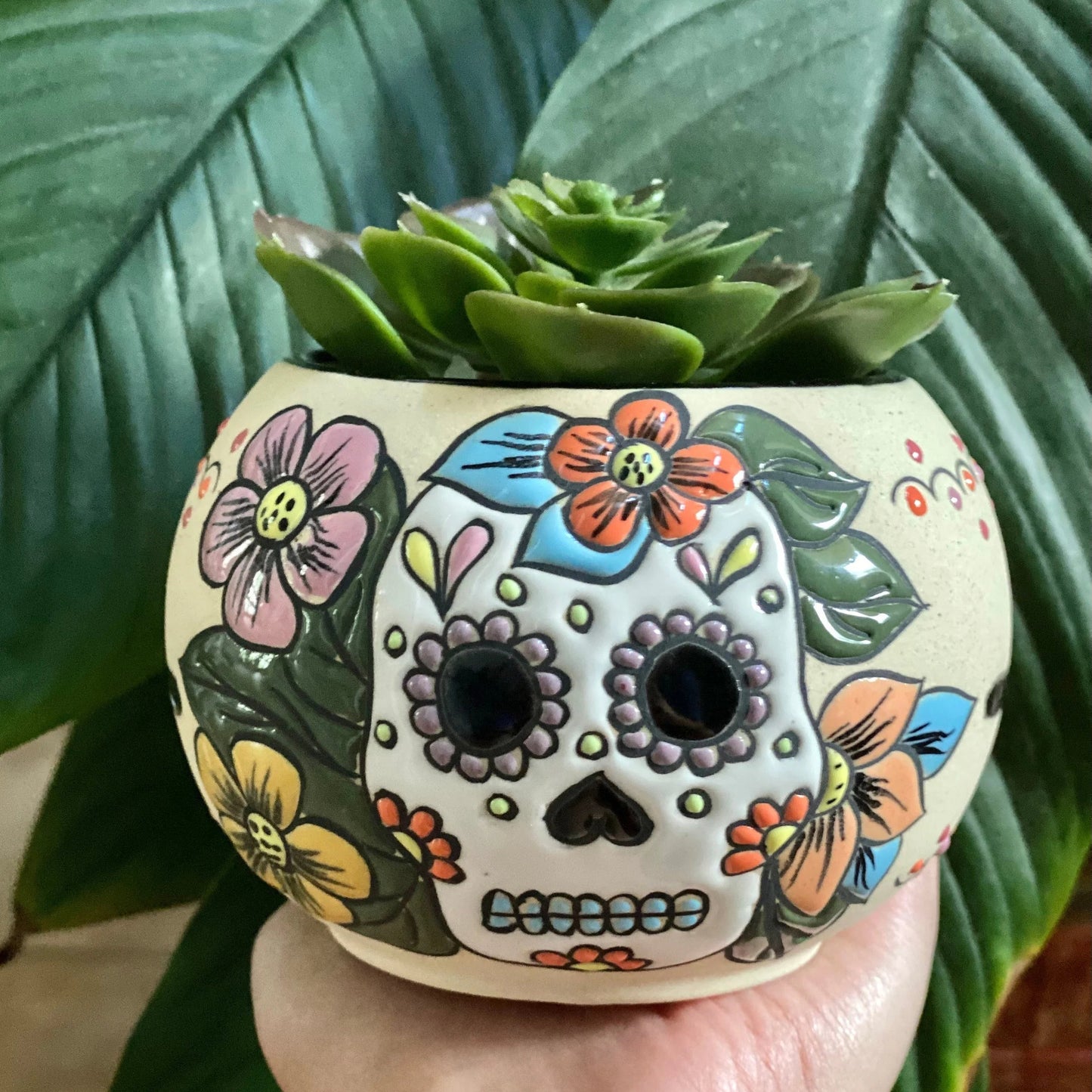 Sugar Skull Planter Pot