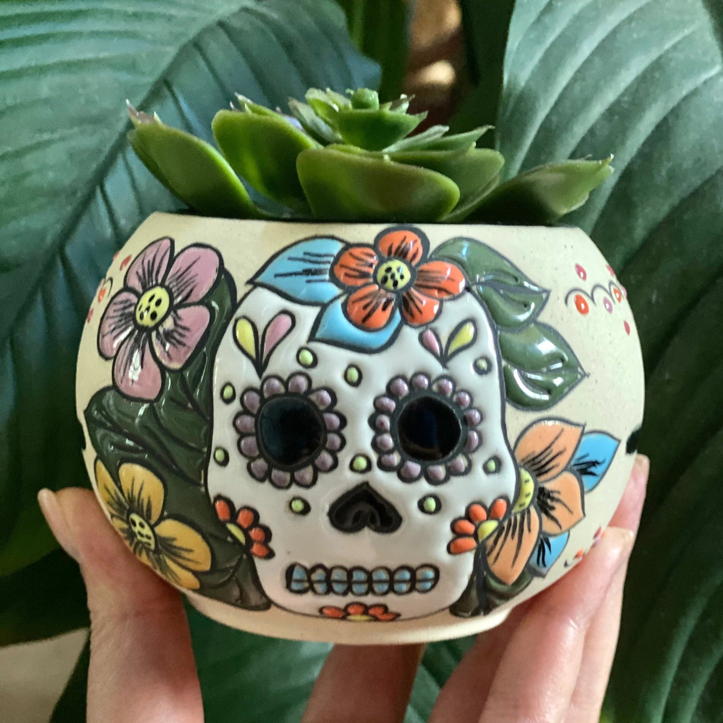 Sugar Skull Planter Pot
