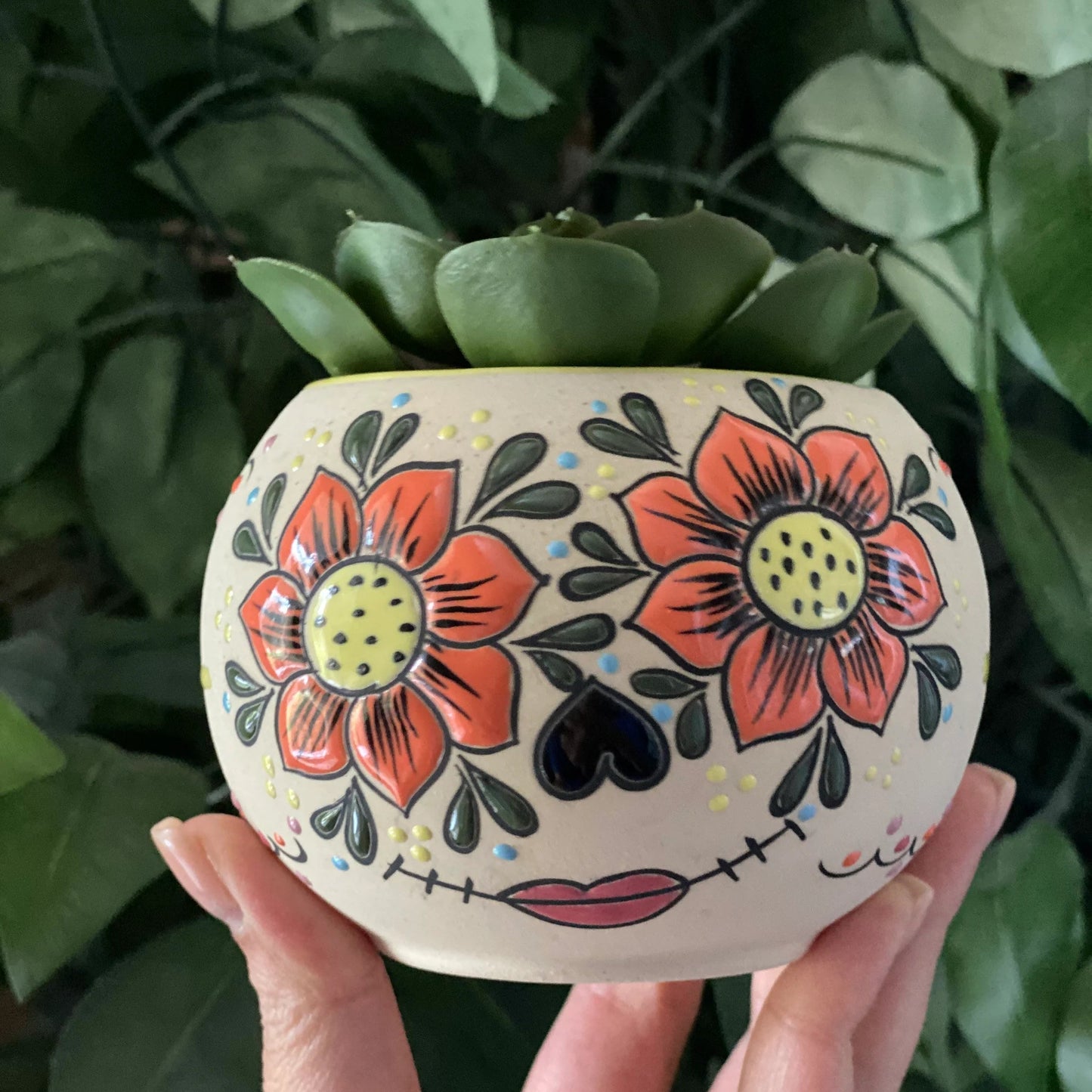 Cempasúchil Sugar Skull Planter Pot