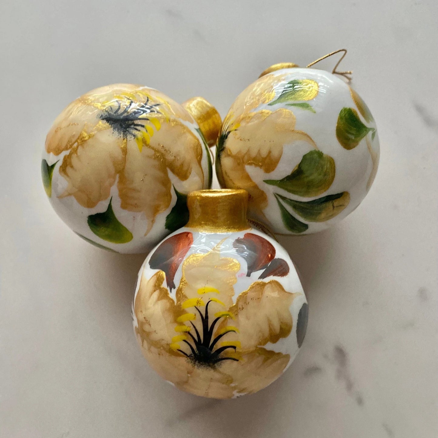 Handmade Floral Clay Christmas Ornaments