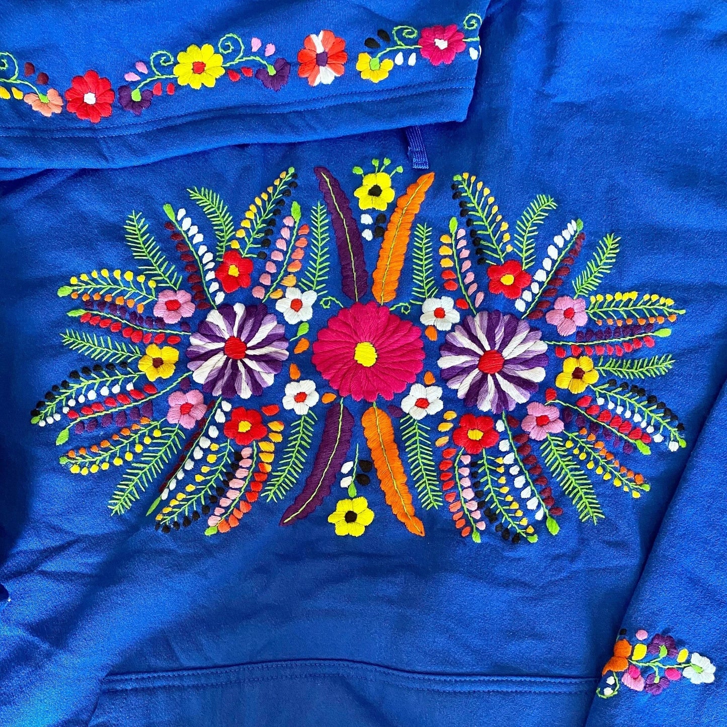 Hand Embroidered Floral Hoodie