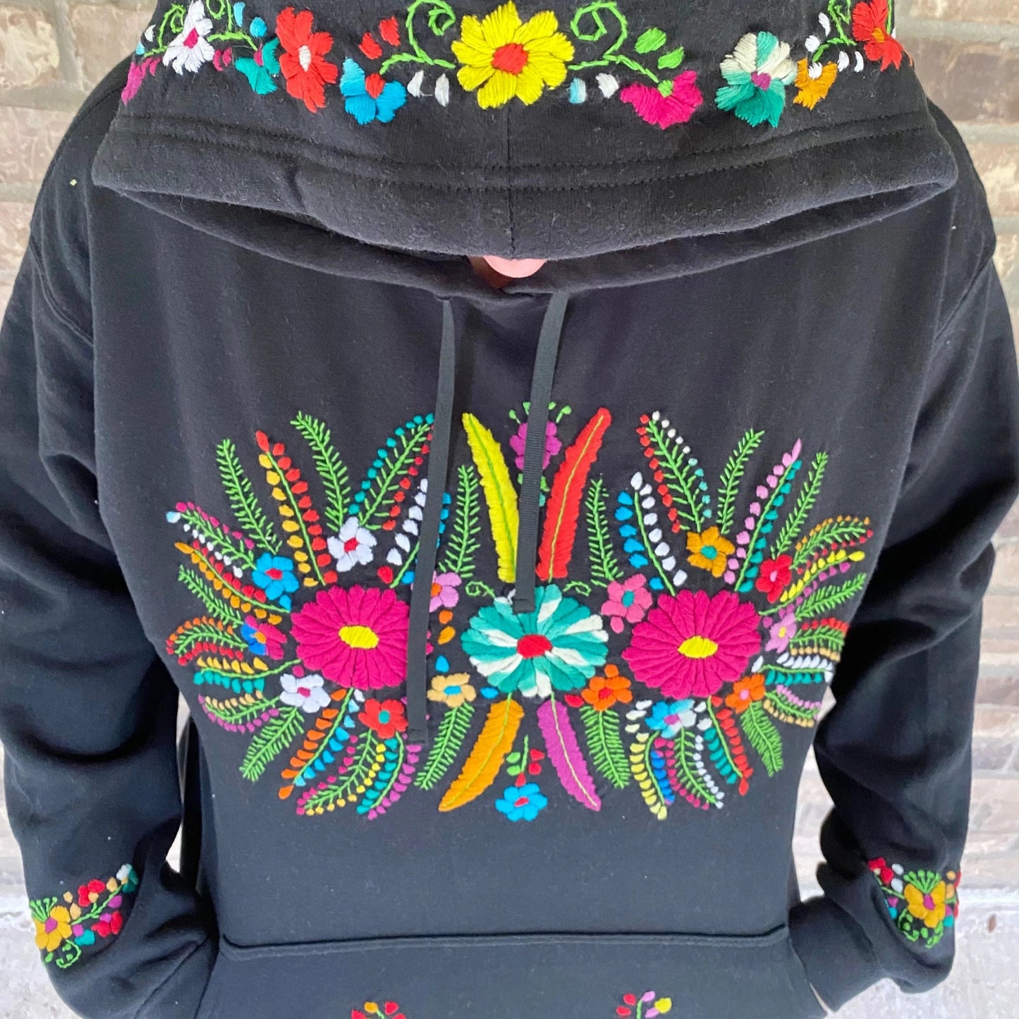 Hand Embroidered Floral Hoodie