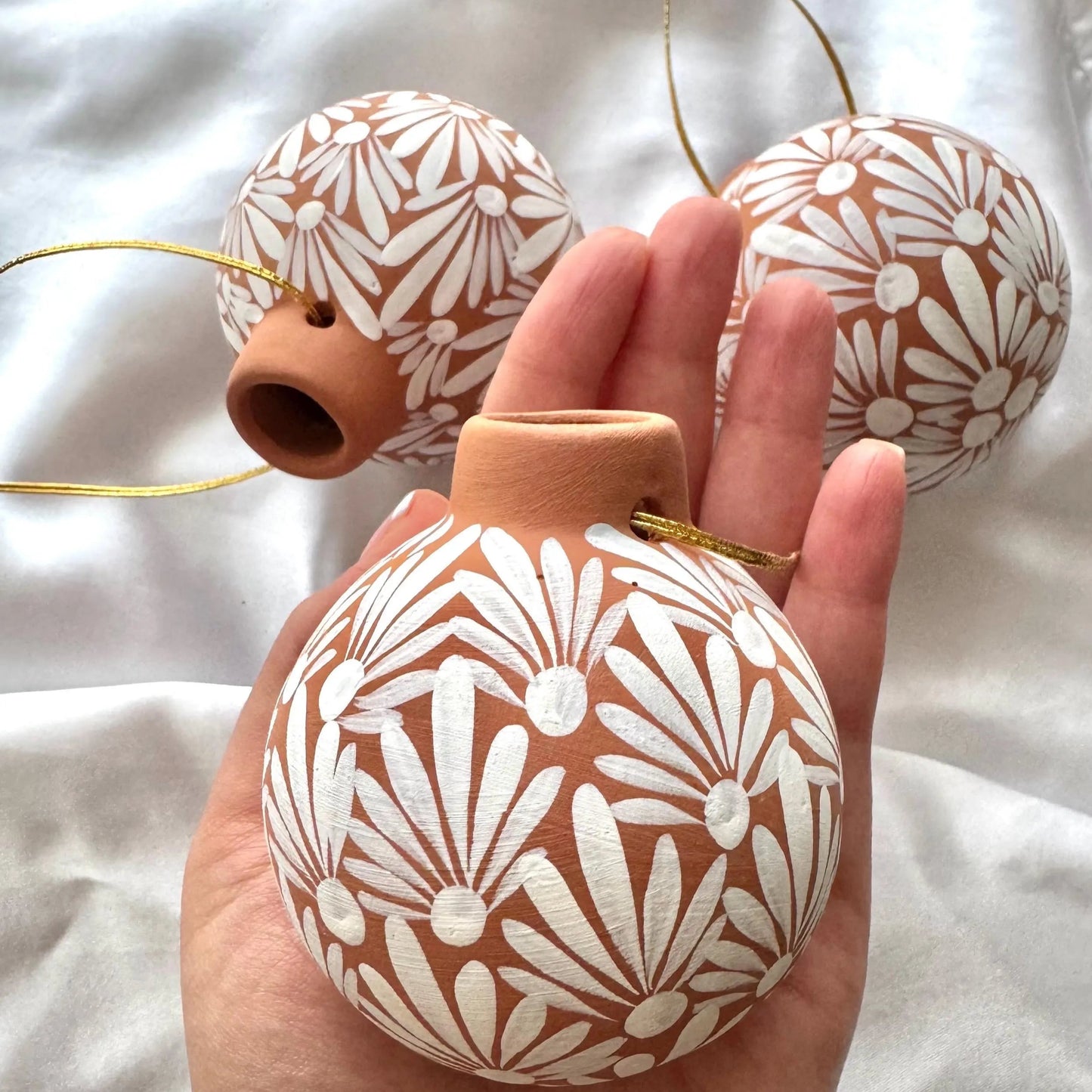 Hand-Painted Mexican Clay Christmas Ornament