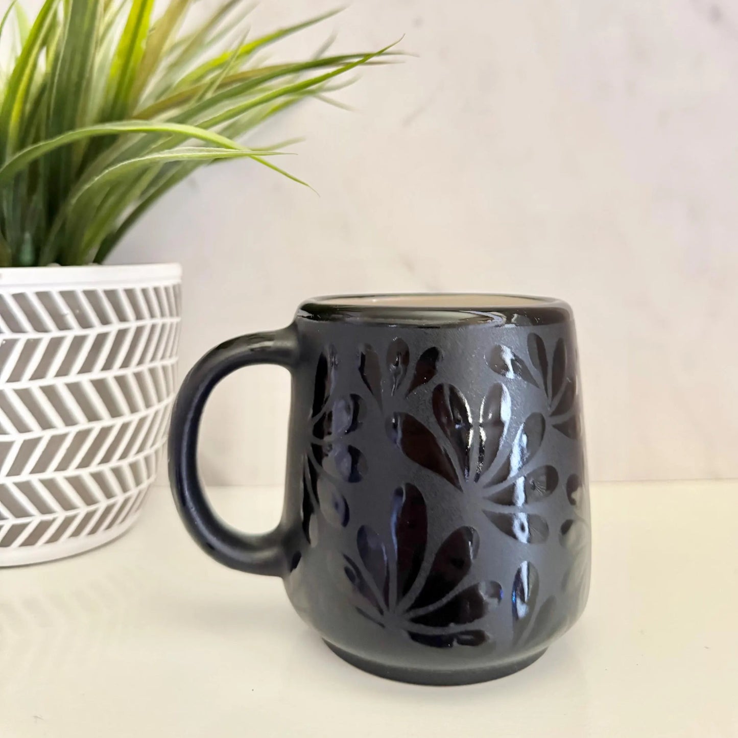 Black on Black Ceramic Talavera Mug