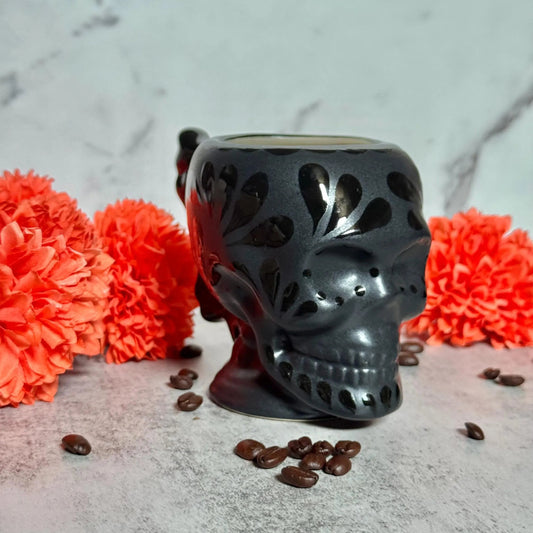 Skull Black on Black Ceramic Talavera Mug