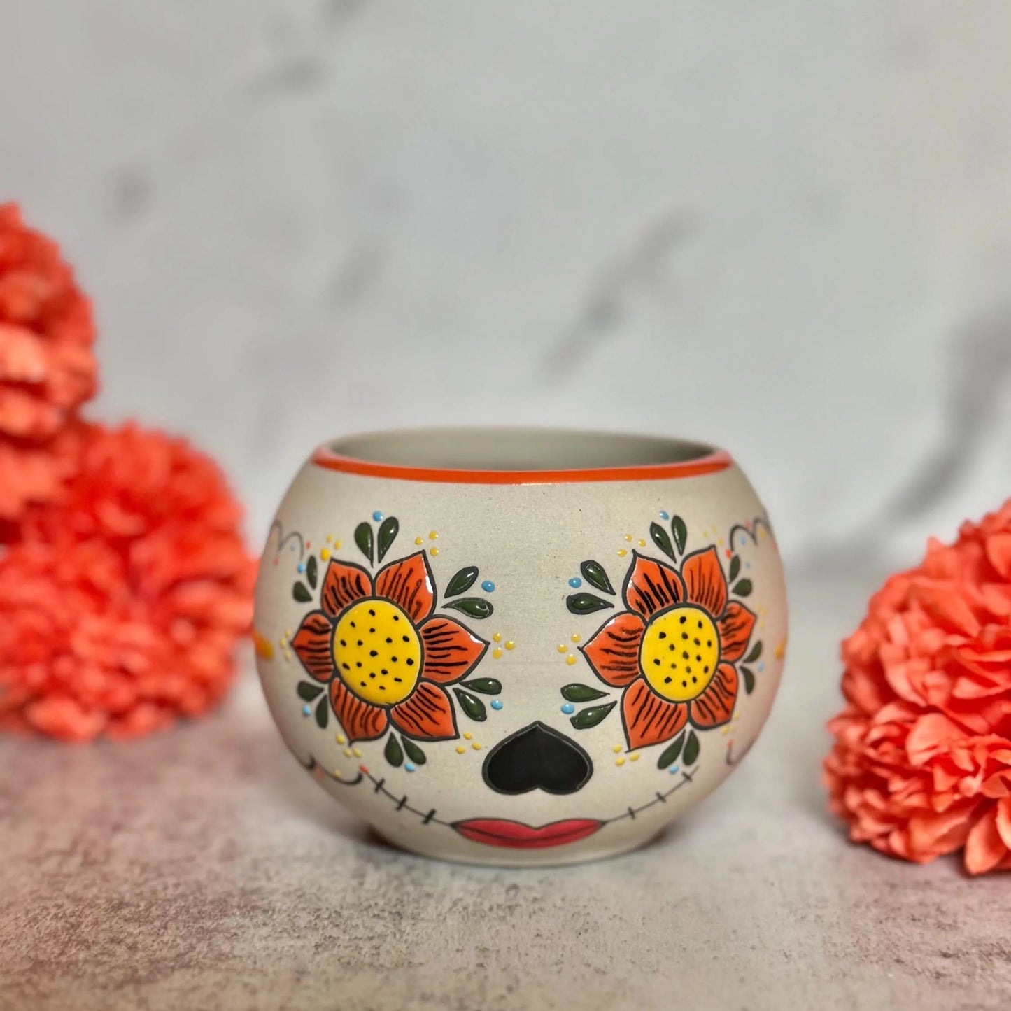 Cempasúchil Sugar Skull Planter Pot