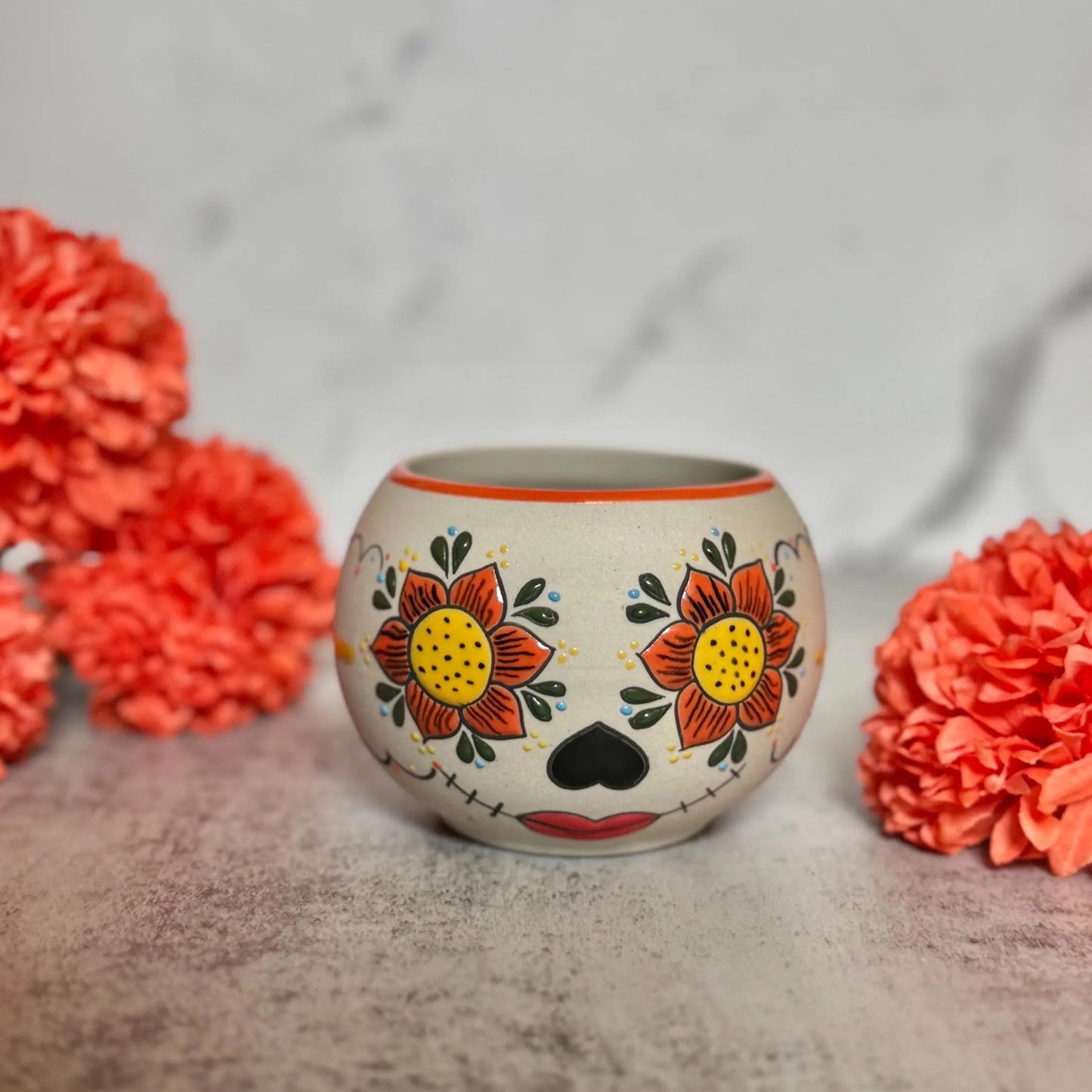 Cempasúchil Sugar Skull Planter Pot