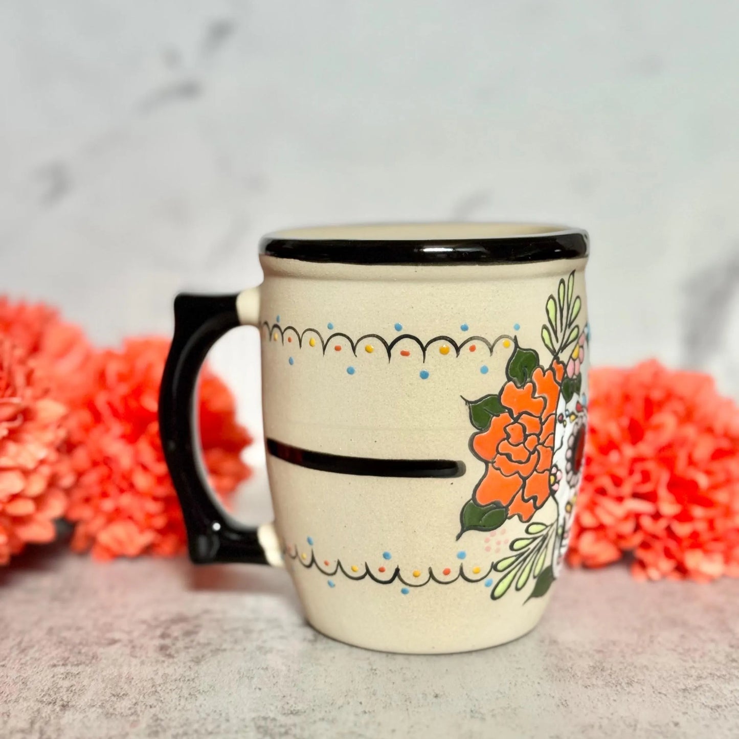 Hand-Painted Ceramic Sugar Skull Mug and Planter Pot Bundle