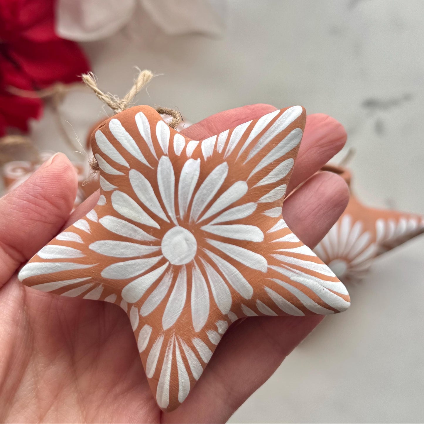 Set of 4 Mexican Clay Christmas Ornaments