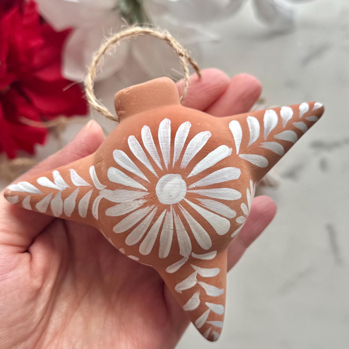 Set of 4 Mexican Clay Christmas Ornaments