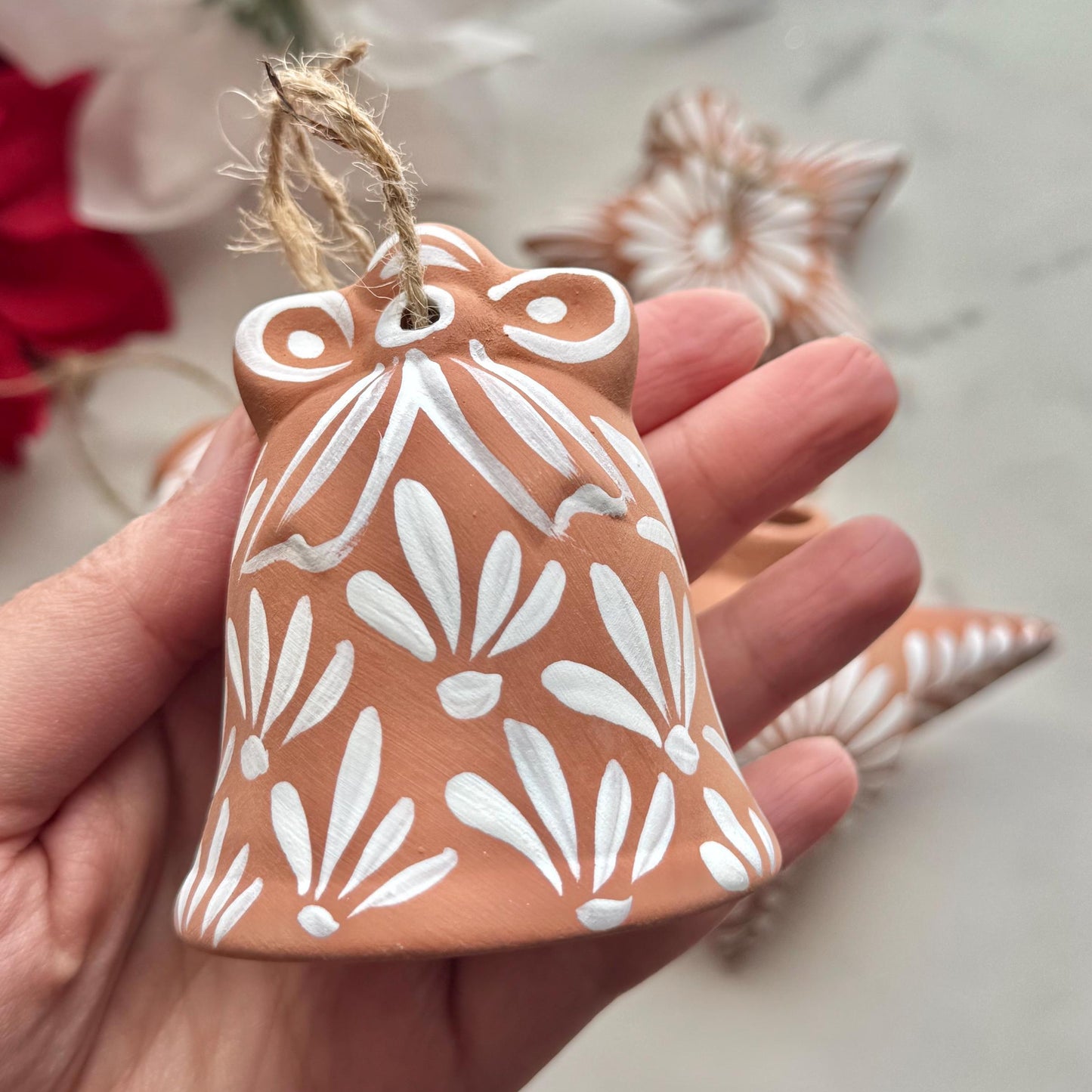 Set of 4 Mexican Clay Christmas Ornaments